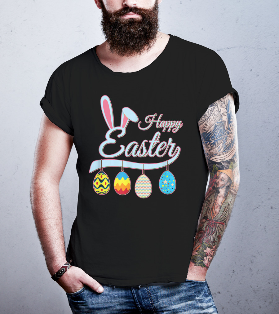 Happy Easter Bunny With Easter Eggs T-Shirt