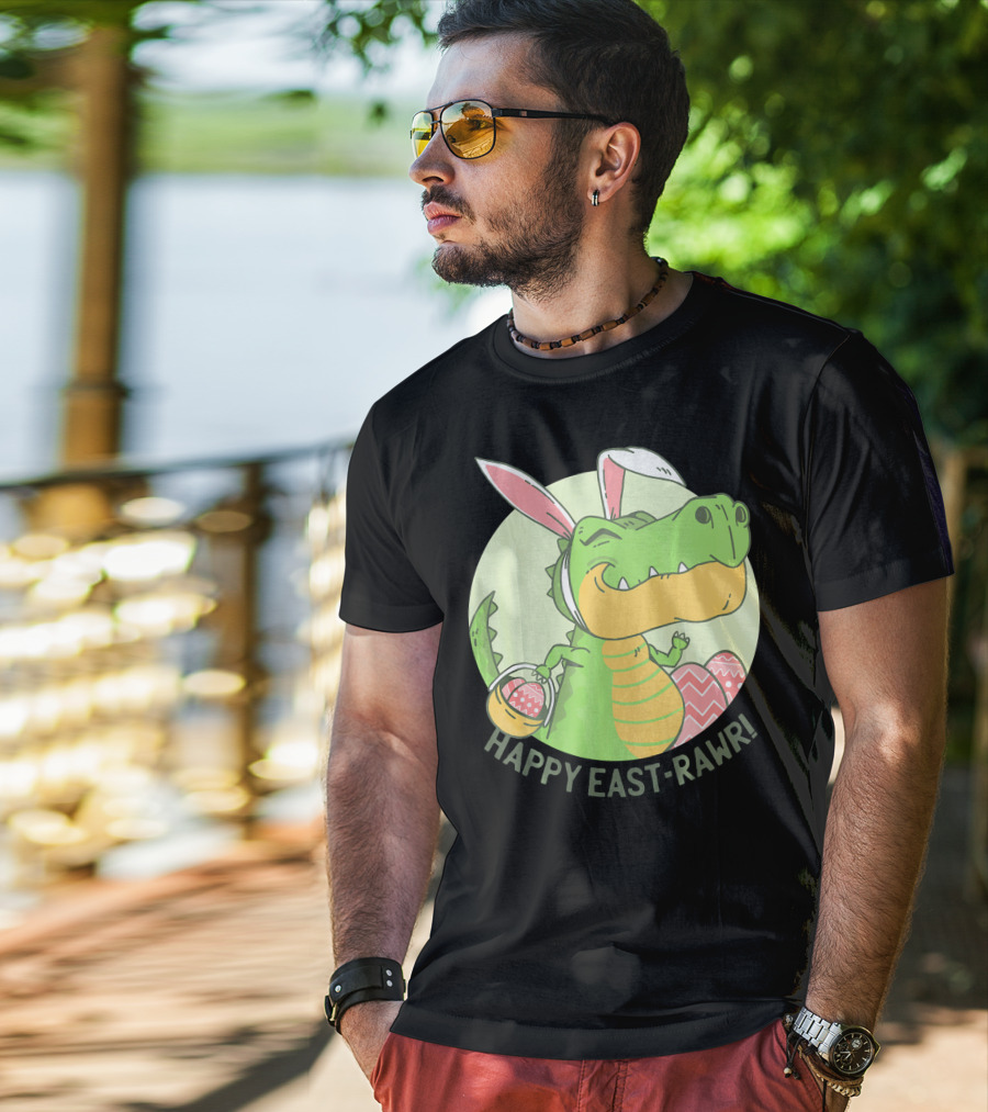 Happy East-RAWR Dinosaur Bunny T-Shirt
