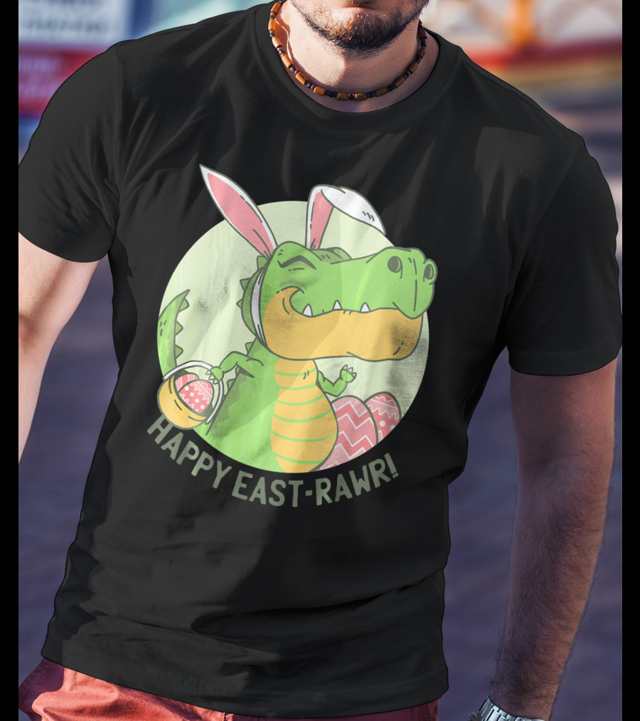 Happy East-RAWR Dinosaur Bunny T-Shirt