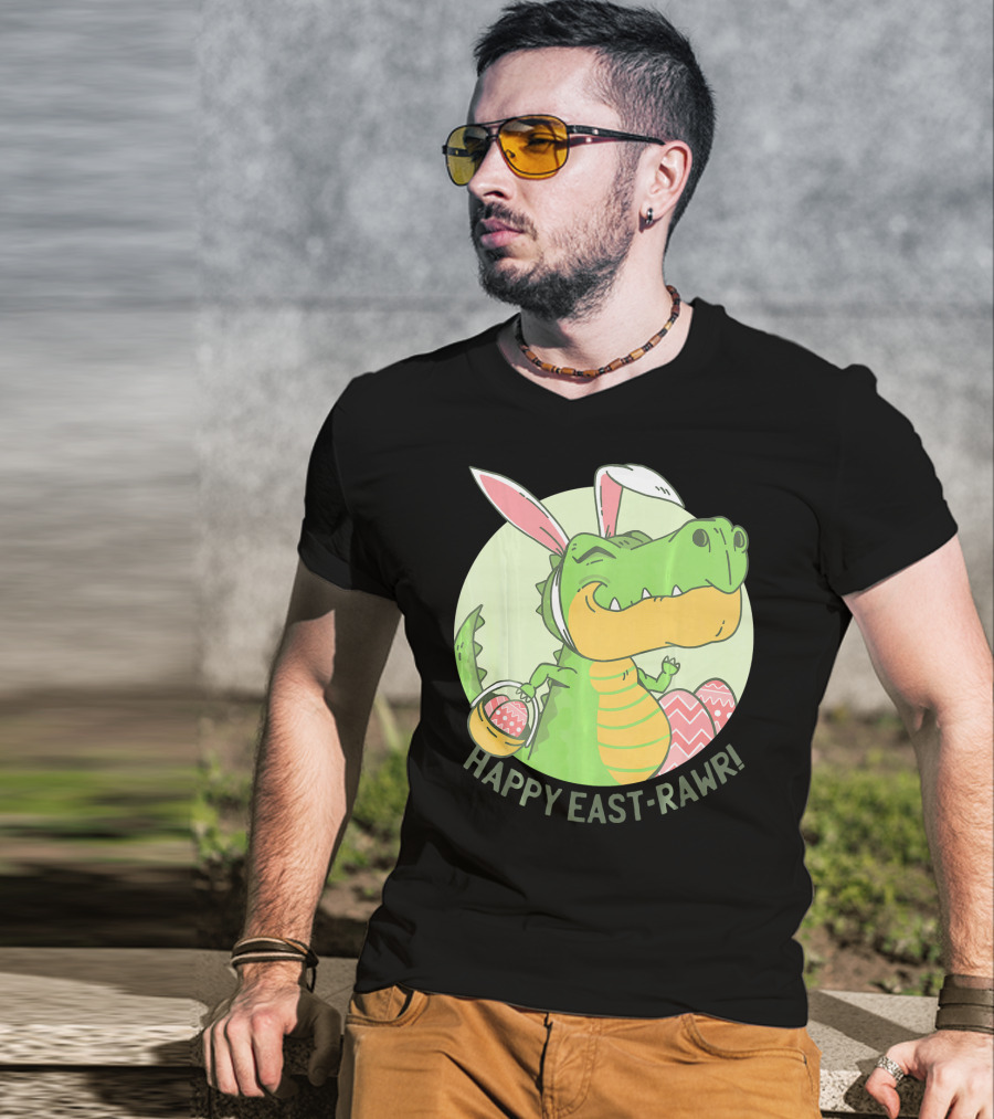 Happy East-RAWR Dinosaur Bunny T-Shirt