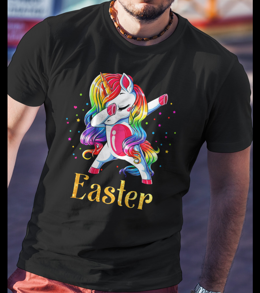 Easter Customized Personalized Rainbow Unicorn Dabbing T-Shirt