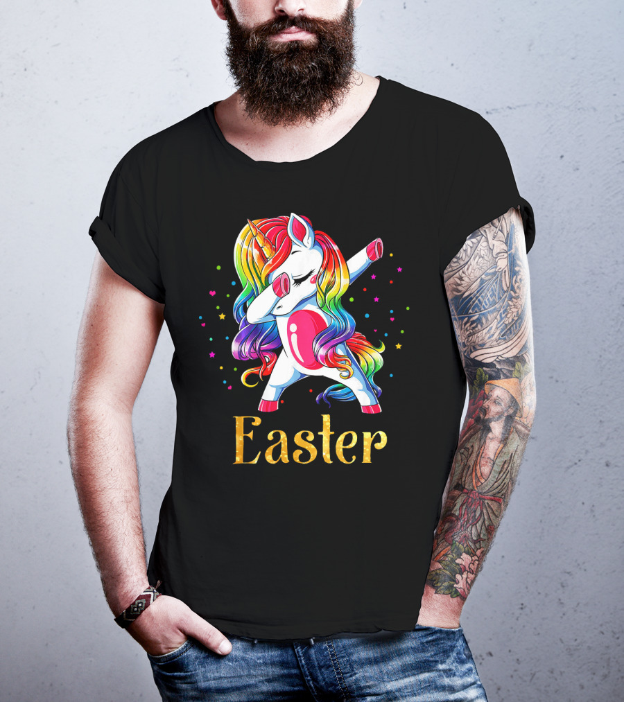 Easter Customized Personalized Rainbow Unicorn Dabbing T-Shirt