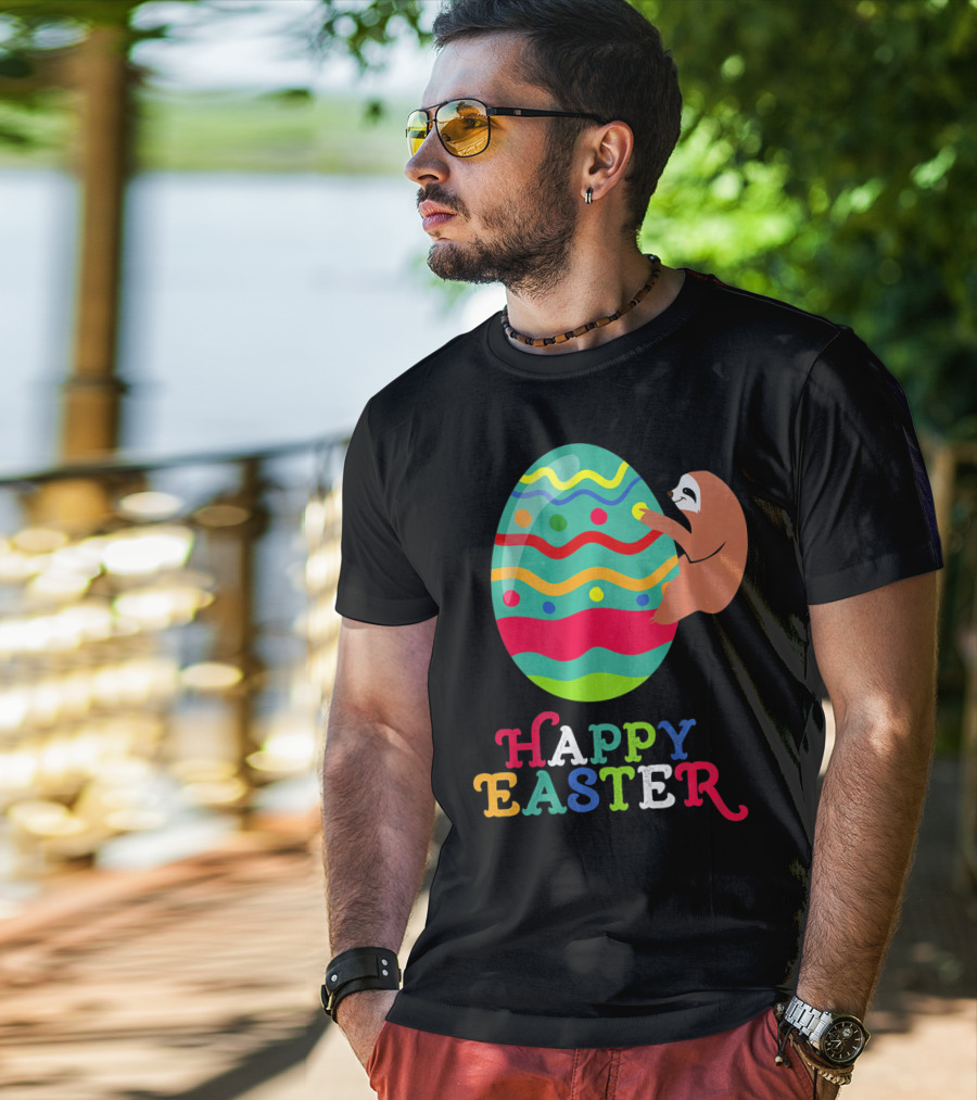 Happy Easter Sloth Colorful Egg T-Shirt