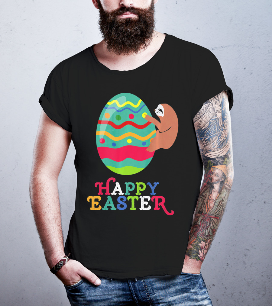 Happy Easter Sloth Colorful Egg T-Shirt