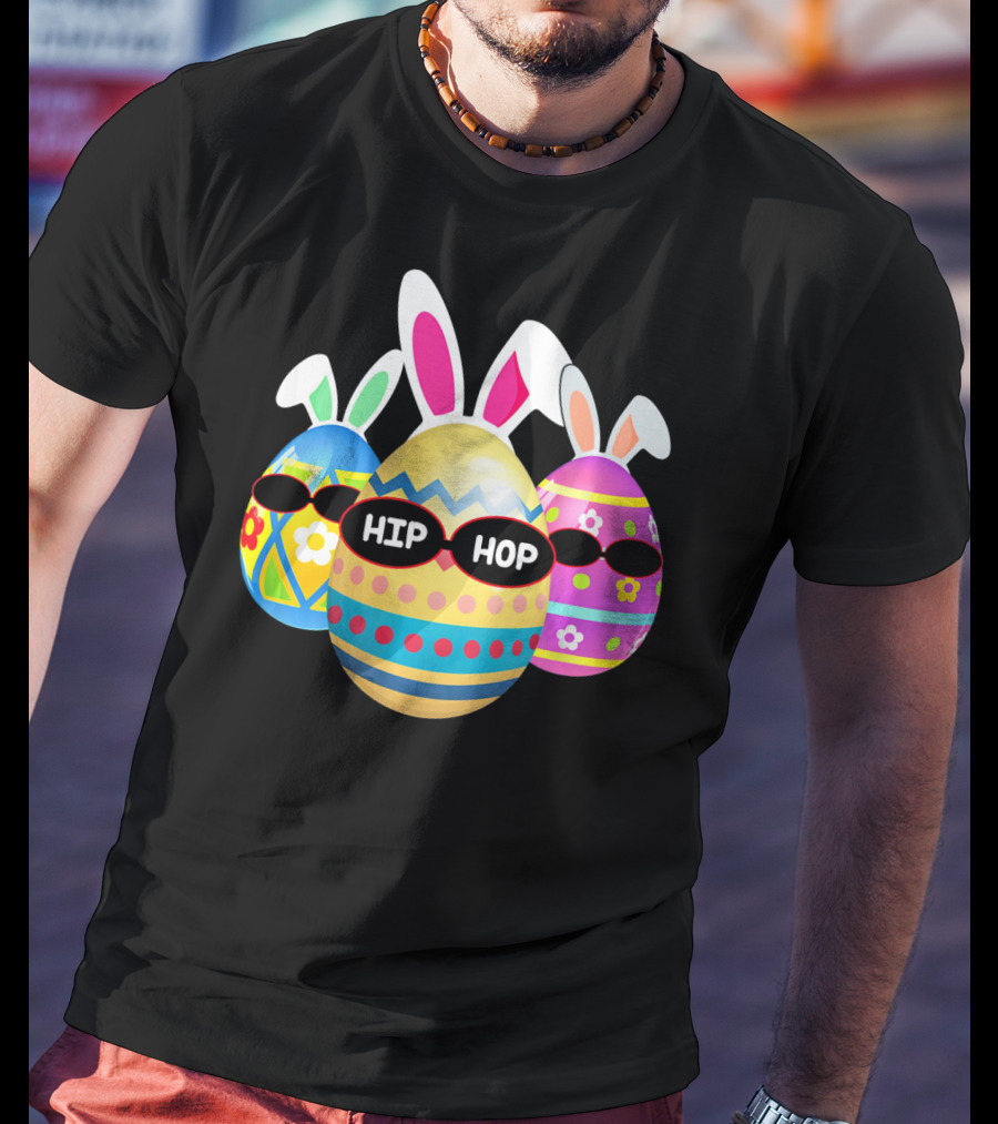 Hip Hop Bunny Eggs With Sunglasses T-Shirt