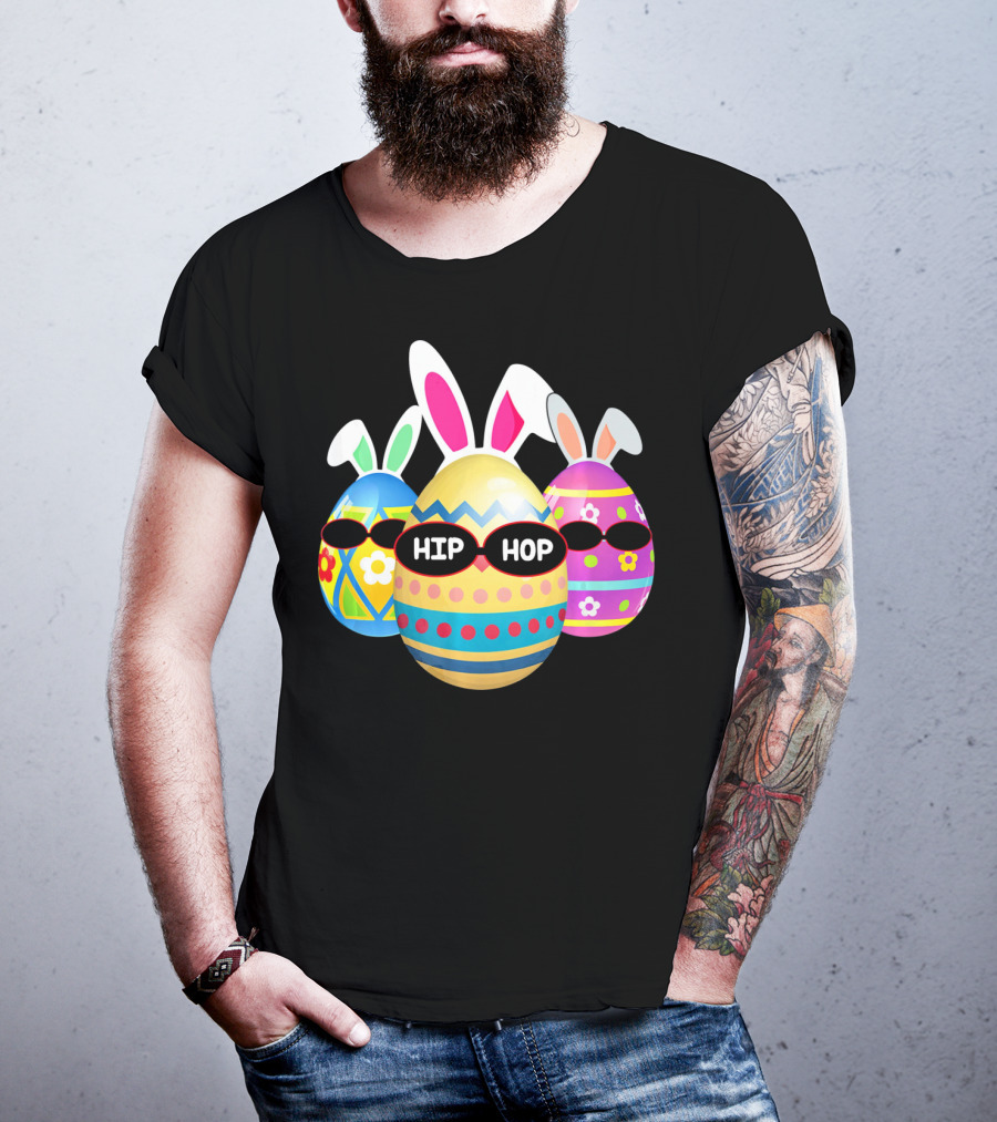 Hip Hop Bunny Eggs With Sunglasses T-Shirt