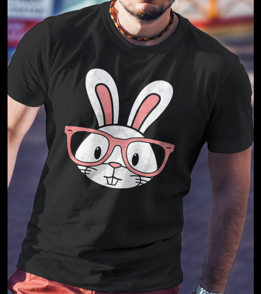 Funny Easter Bunny Hipster Glasses T-Shirt
