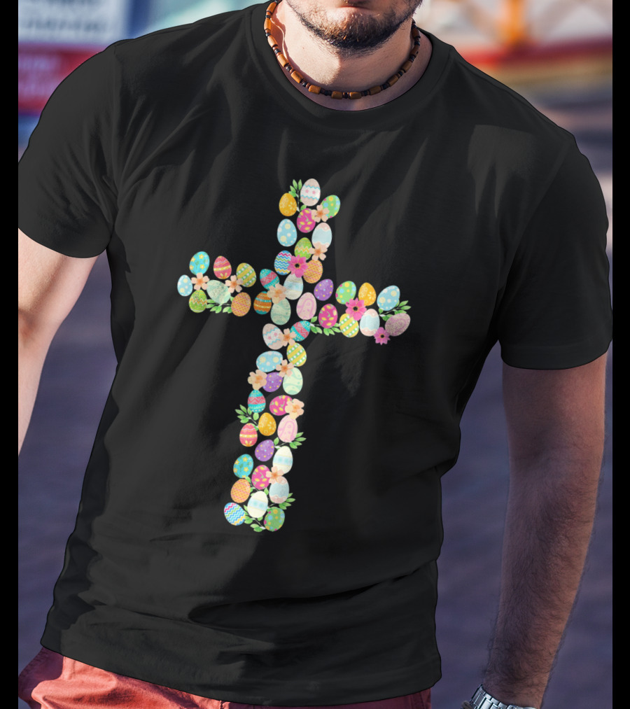 Easter Eggs Cross Christian T-Shirt