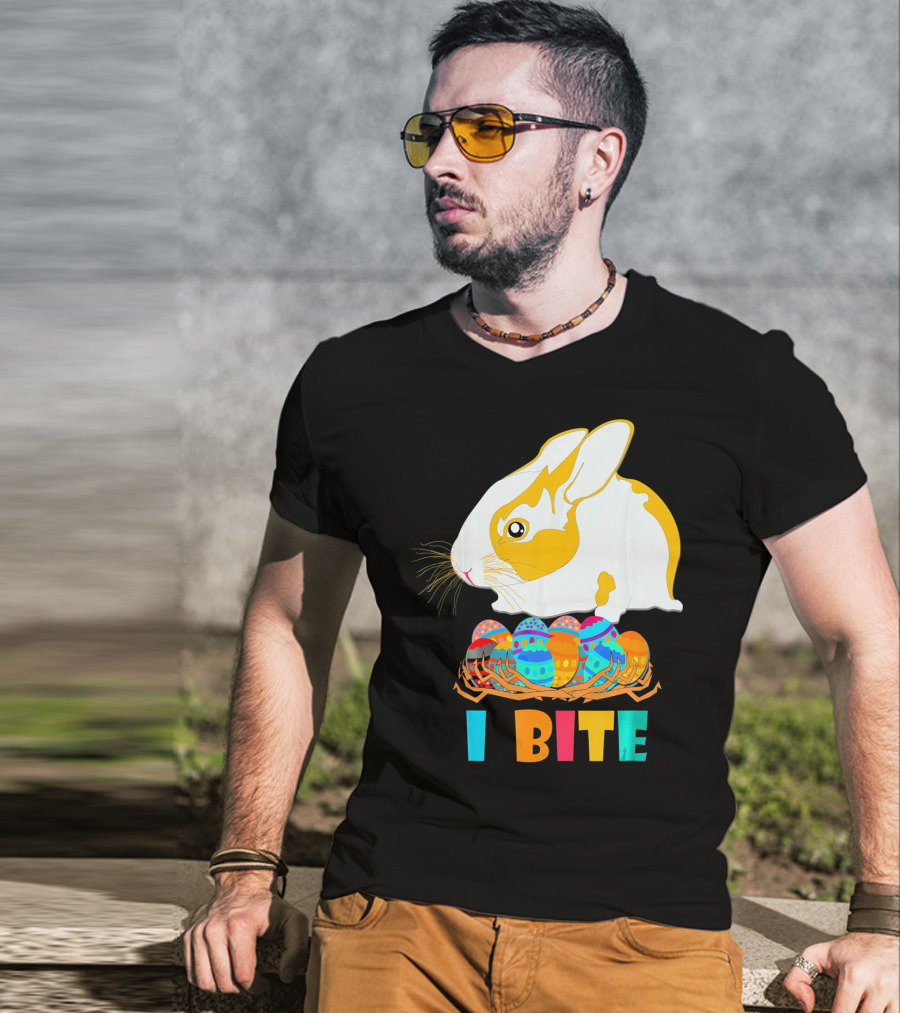 I Bite Cute Easter Bunny Eggs T-Shirt