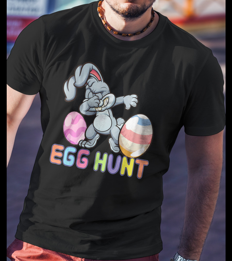 Dabbing Bunny Egg Hunt Easter Celebration With Colorful Eggs T-Shirt