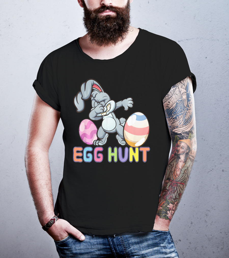 Dabbing Bunny Egg Hunt Easter Celebration With Colorful Eggs T-Shirt