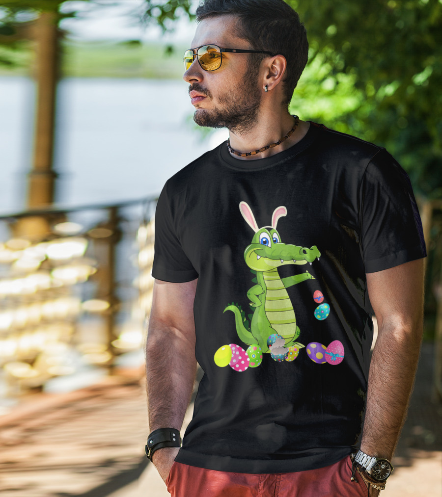 Alligator Bunny Rabbit Hat Easter Eggs T-Shirt