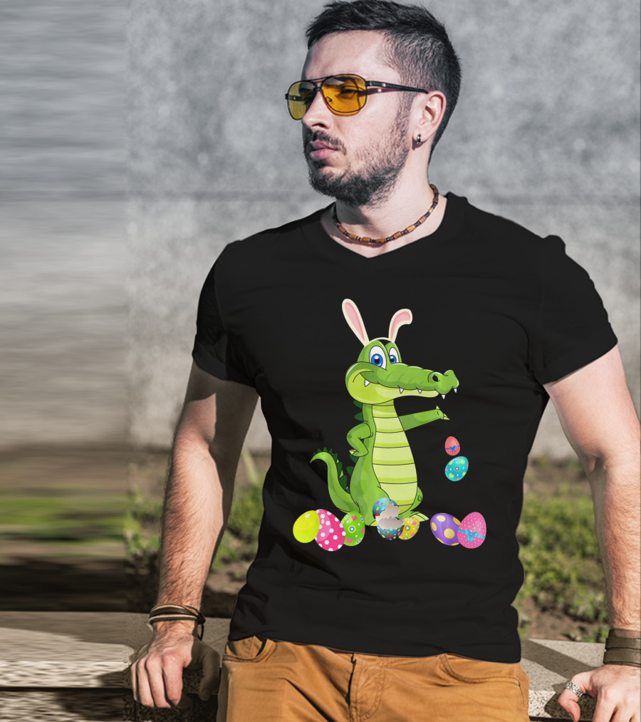 Alligator Bunny Rabbit Hat Easter Eggs T-Shirt