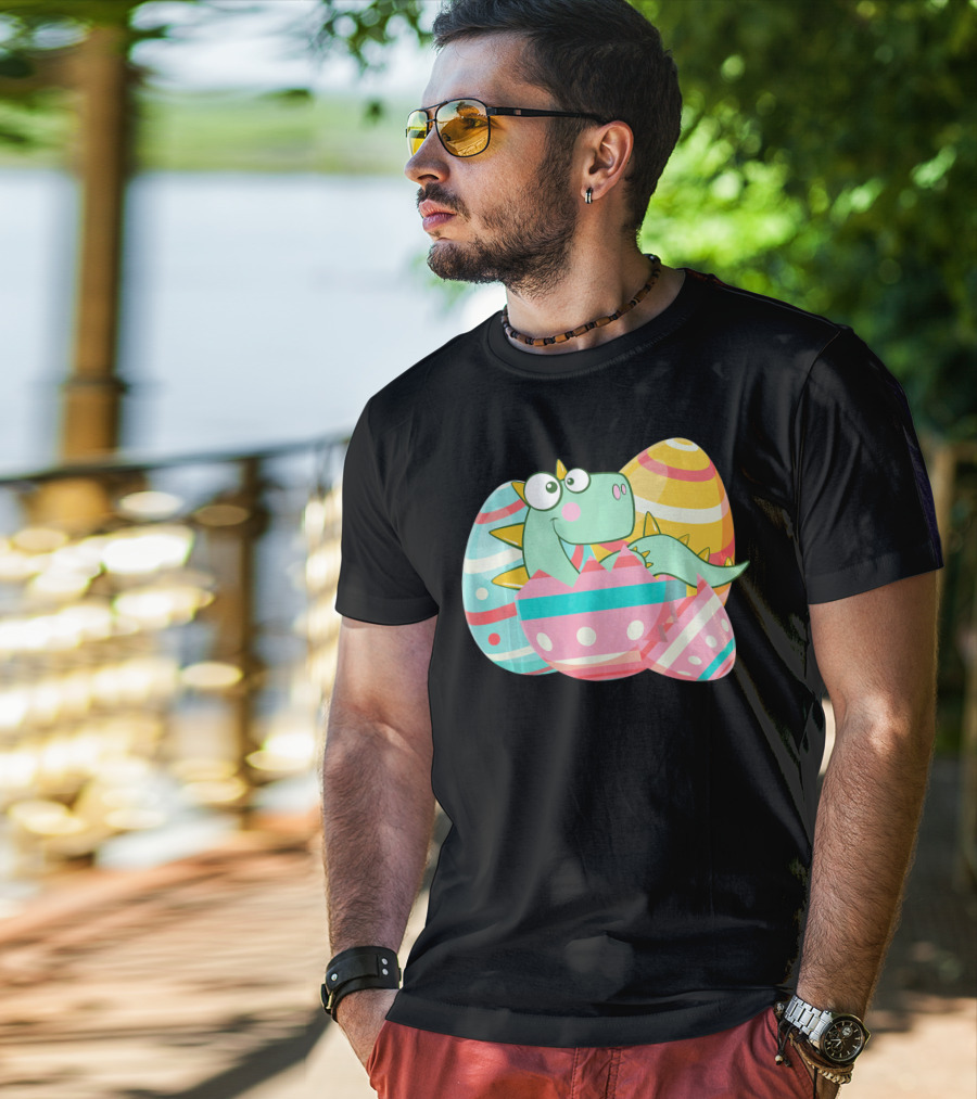 Easter Dino In Colorful Eggs T-Shirt