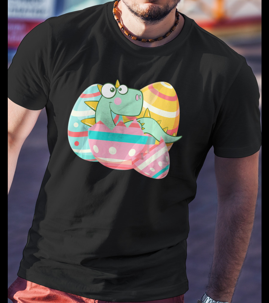 Easter Dino In Colorful Eggs T-Shirt