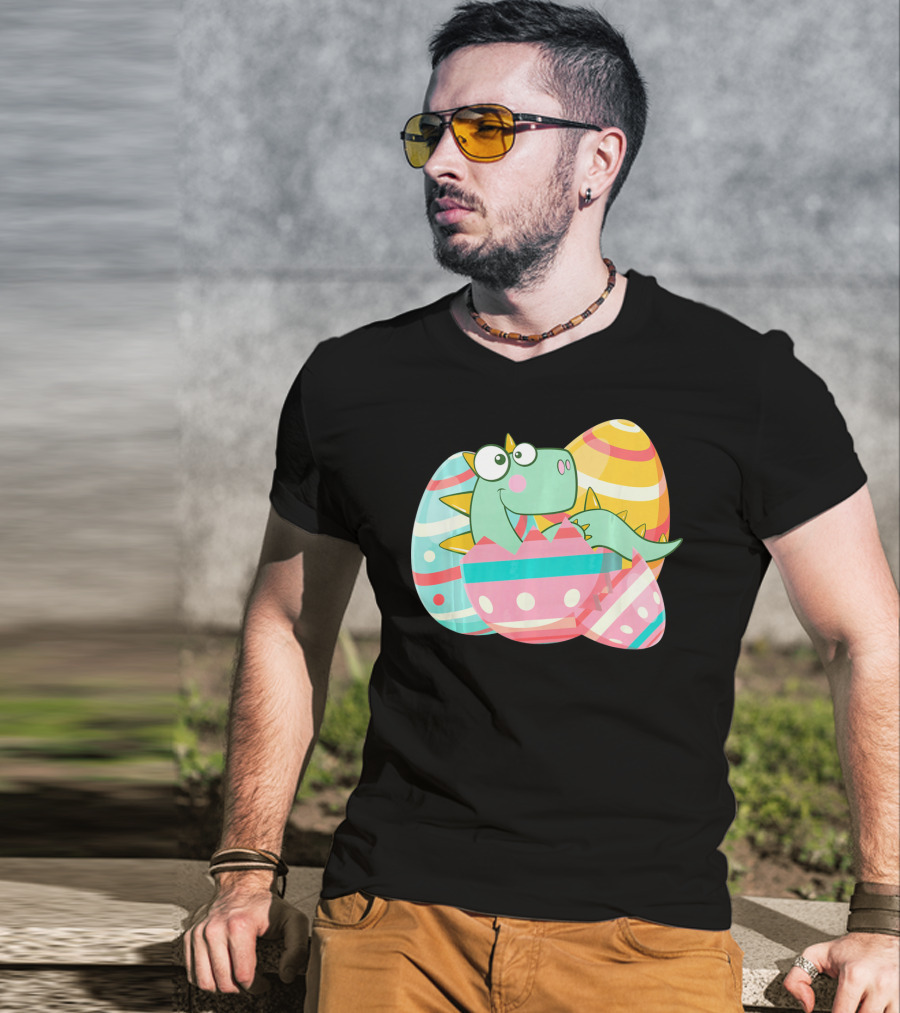 Easter Dino In Colorful Eggs T-Shirt