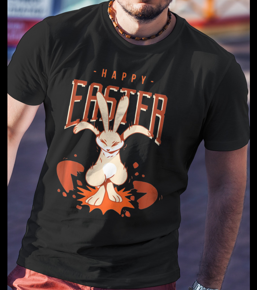 Happy Easter Bunny With Cracked Egg T-Shirt