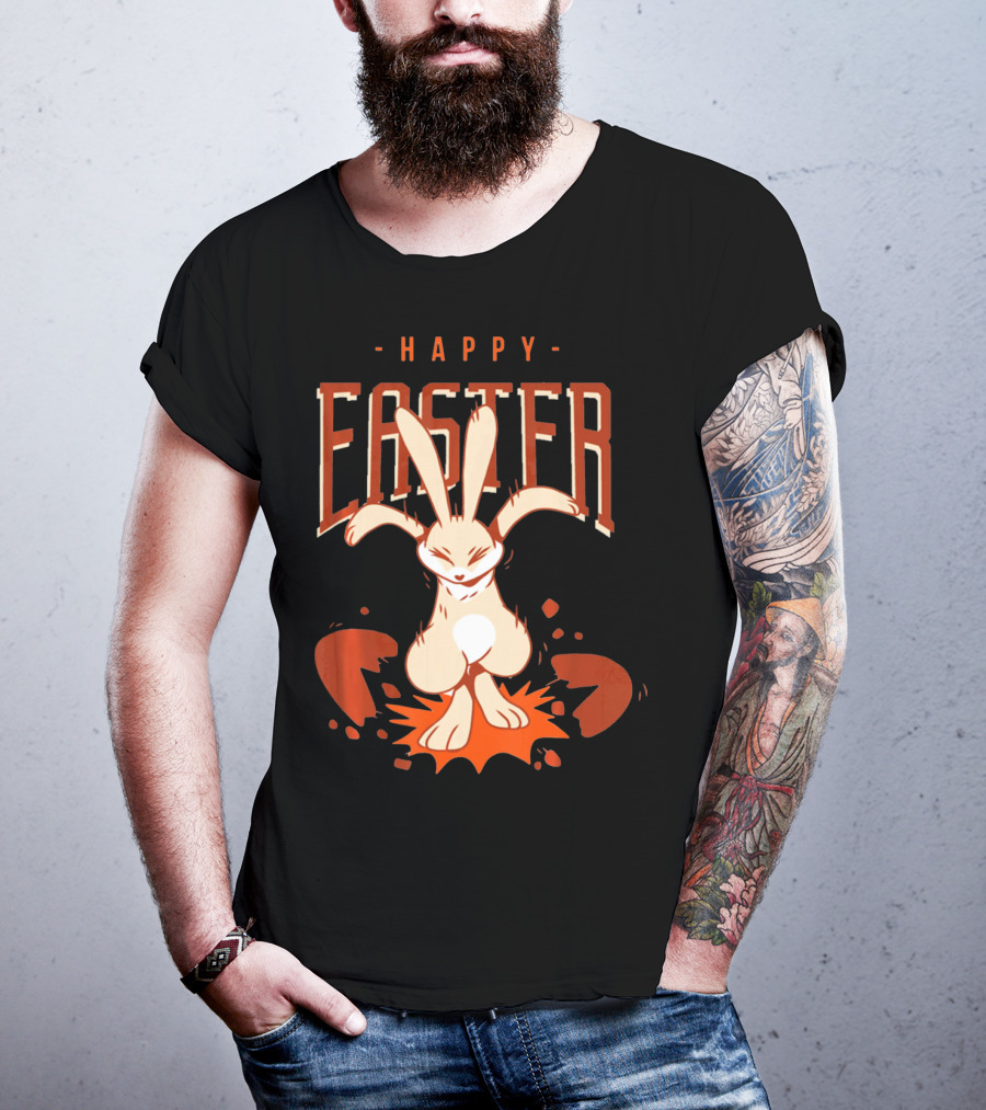 Happy Easter Bunny With Cracked Egg T-Shirt
