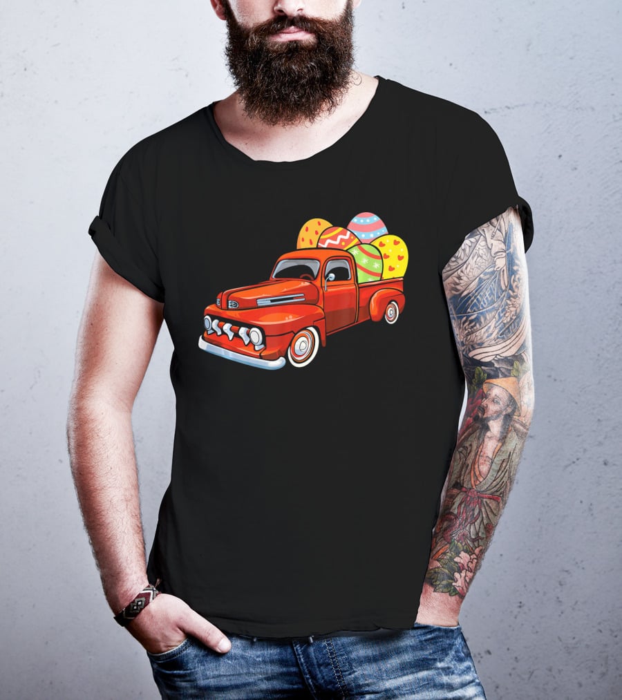 Vintage Easter Egg Pickup Truck With Colorful Eggs T-Shirt