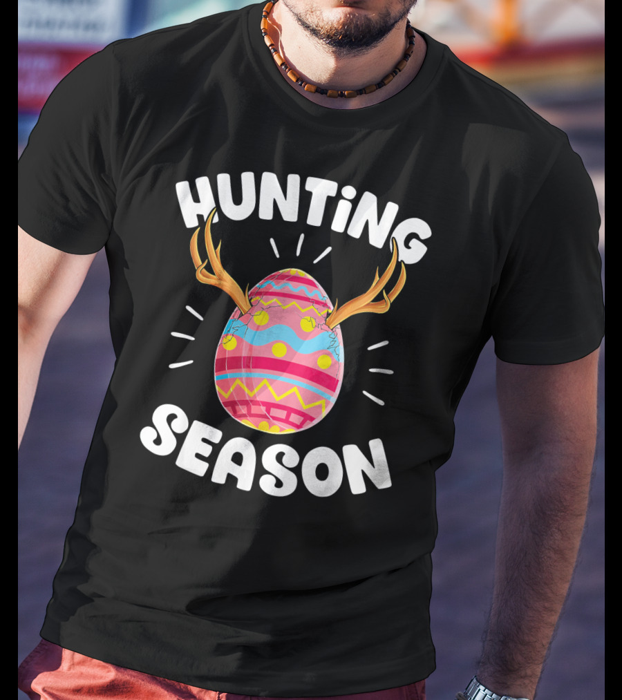Hunting Season Easter Egg Hunter Colorful Egg With Antlers T-Shirt