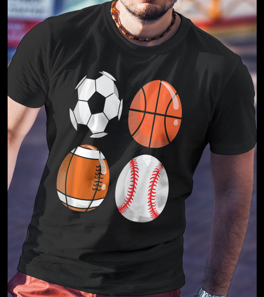 Easter Eggs Football Rugby Basketball Baseball Soccer T-Shirt