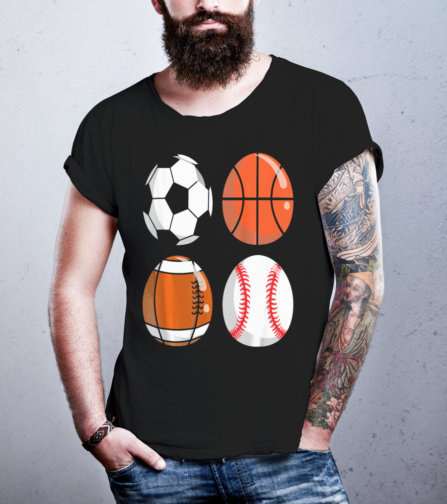 Easter Eggs Football Rugby Basketball Baseball Soccer T-Shirt