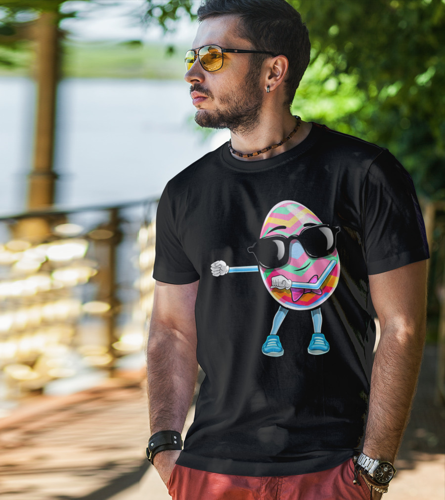 Flossing Easter Egg Kids Funny Dance With Sunglasses T-Shirt