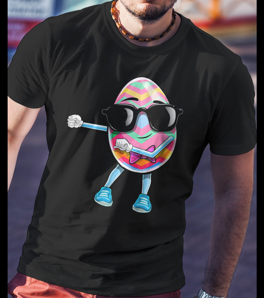 Flossing Easter Egg Kids Funny Dance With Sunglasses T-Shirt