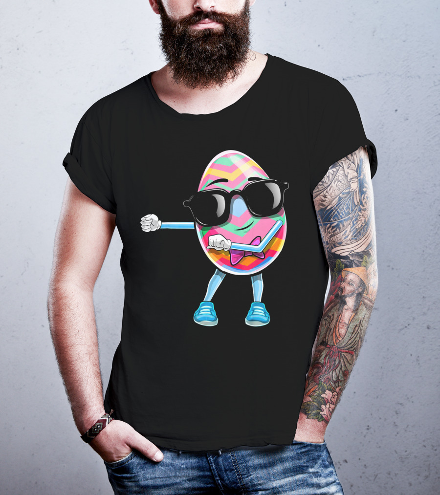 Flossing Easter Egg Kids Funny Dance With Sunglasses T-Shirt