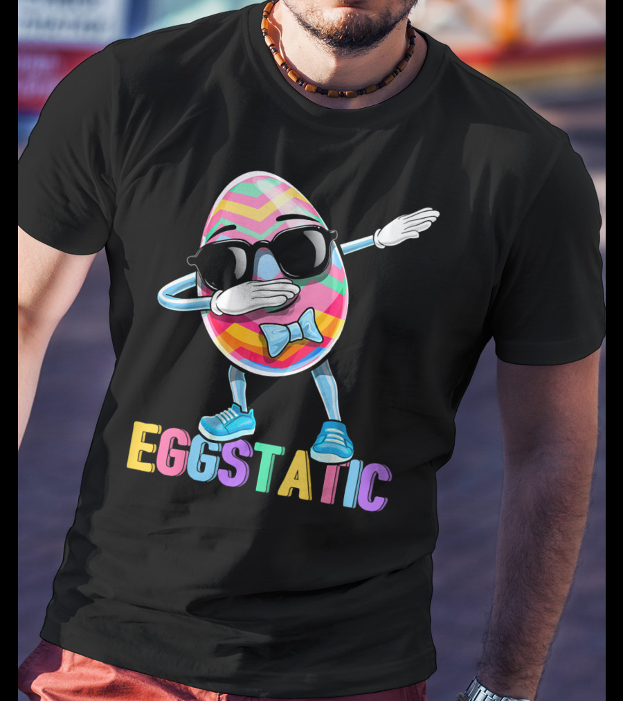 Eggstatic Colorful Dabbing Sunglasses Easter Egg T-Shirt