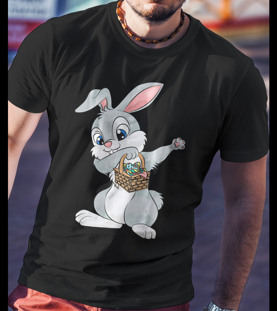 Dabbing Easter Bunny With Cute Basket Of Eggs T-Shirt