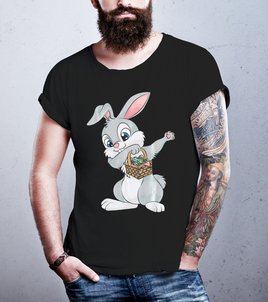 Dabbing Easter Bunny With Cute Basket Of Eggs T-Shirt