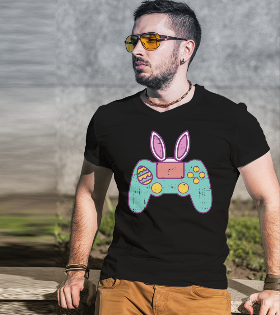 Easter Bunny Gamer Controller With Eggs Gaming Bunn T-Shirt