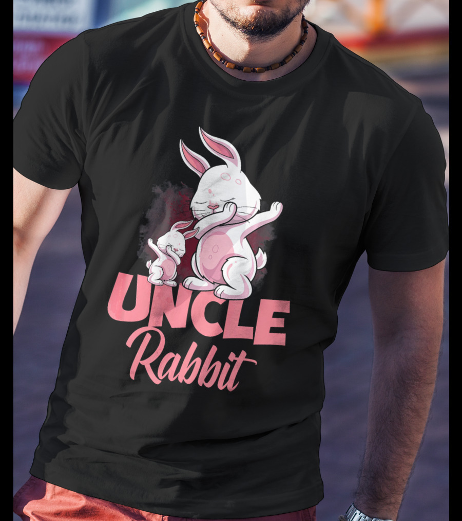Uncle Rabbit Matching Family Bunny Playful Pink Easter T-Shirt