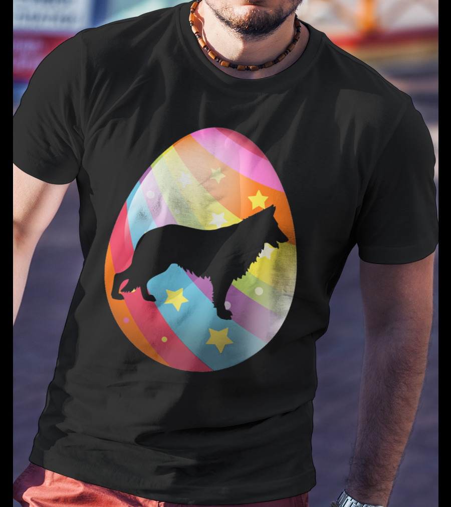 German Shepherd Rainbow Stars Easter Egg T-Shirt