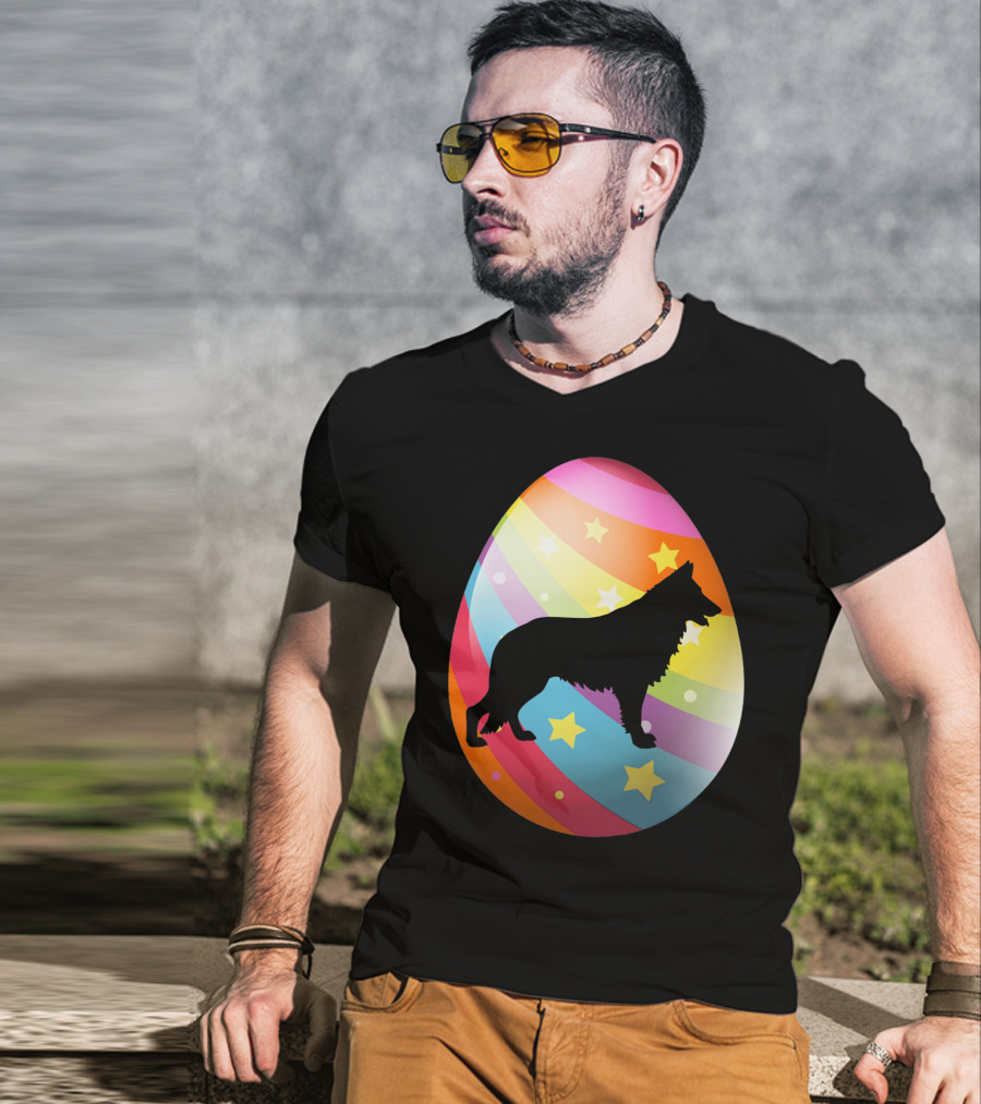 German Shepherd Rainbow Stars Easter Egg T-Shirt