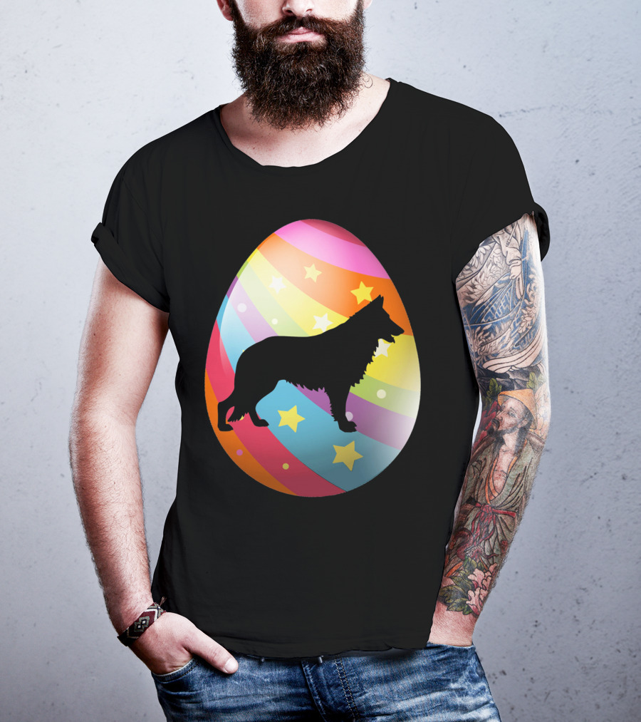 German Shepherd Rainbow Stars Easter Egg T-Shirt