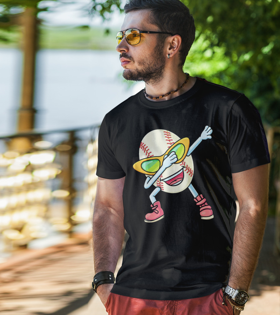 Funny Dabbing Baseball Easter Egg Cartoon T-Shirt