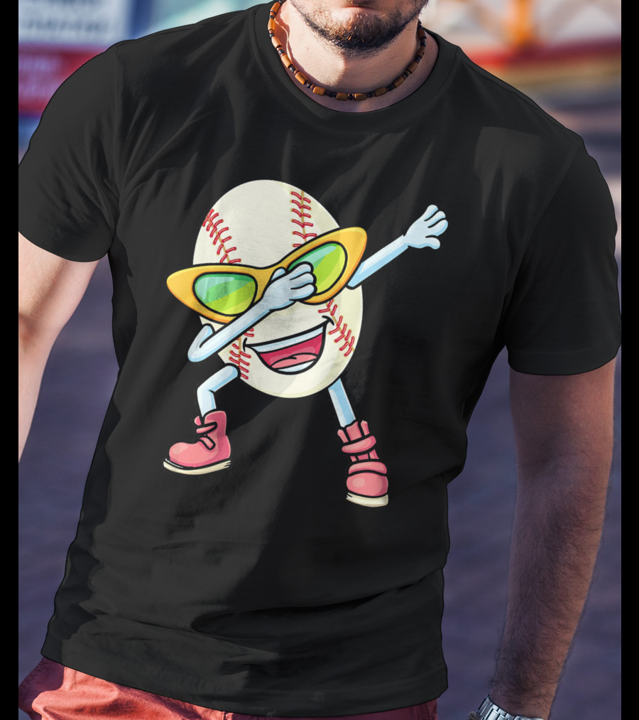 Funny Dabbing Baseball Easter Egg Cartoon T-Shirt
