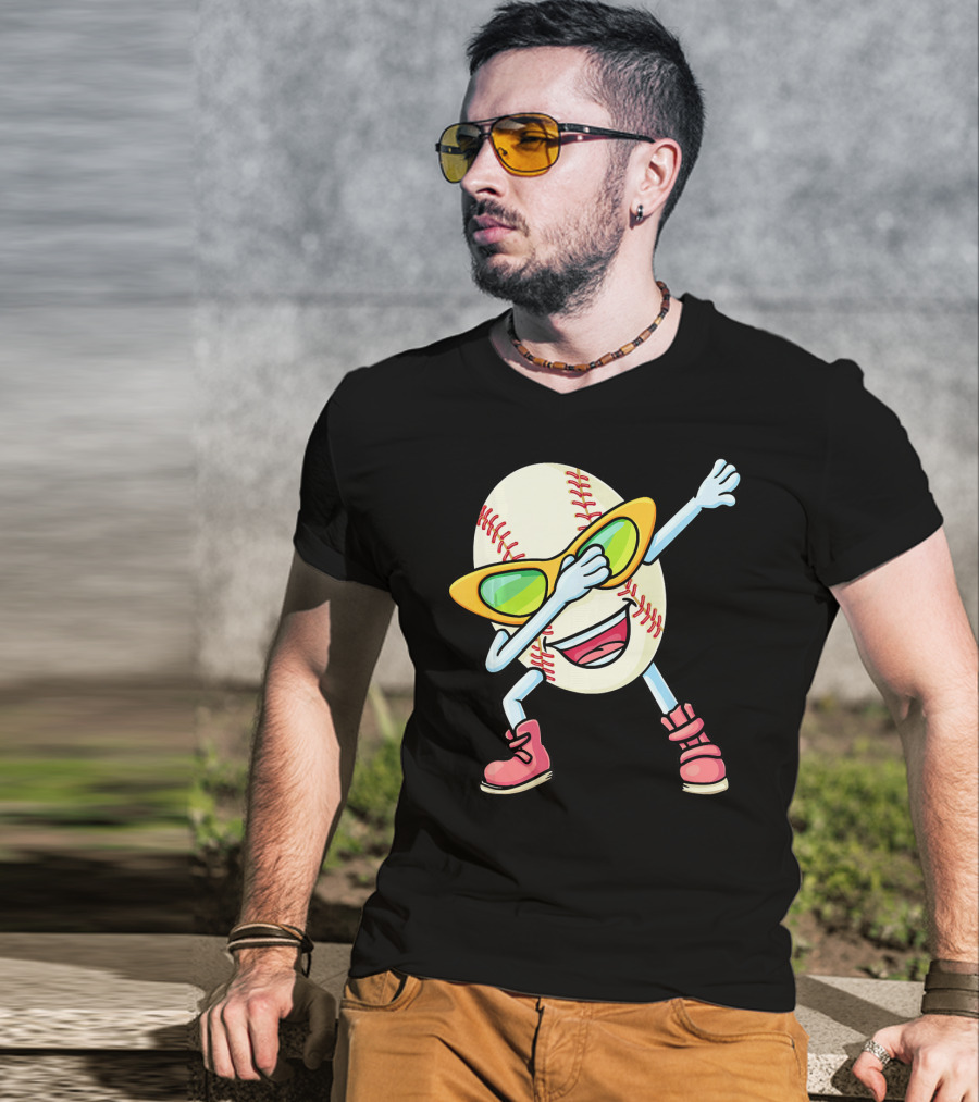 Funny Dabbing Baseball Easter Egg Cartoon T-Shirt