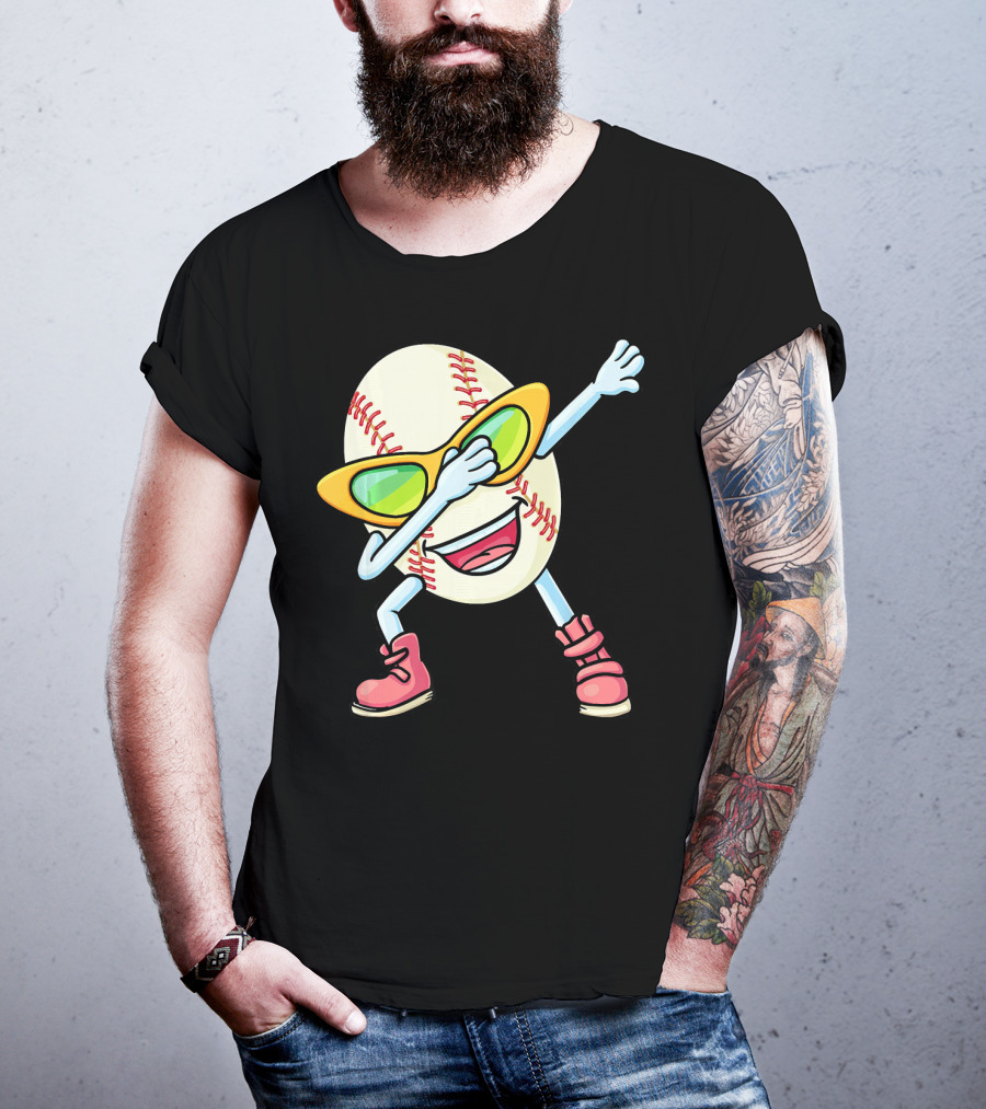 Funny Dabbing Baseball Easter Egg Cartoon T-Shirt