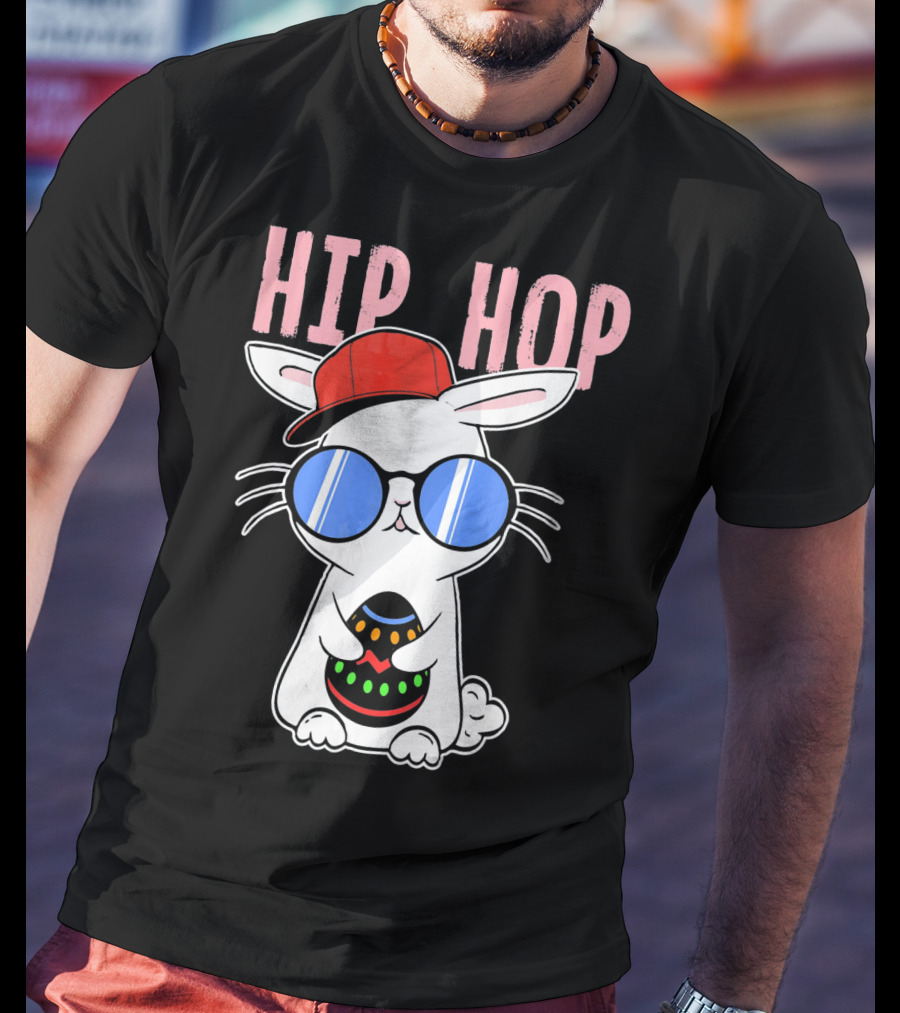 Cool Hip Hop Easter Bunny With Eggs In Sunglasses And Cap T-Shirt