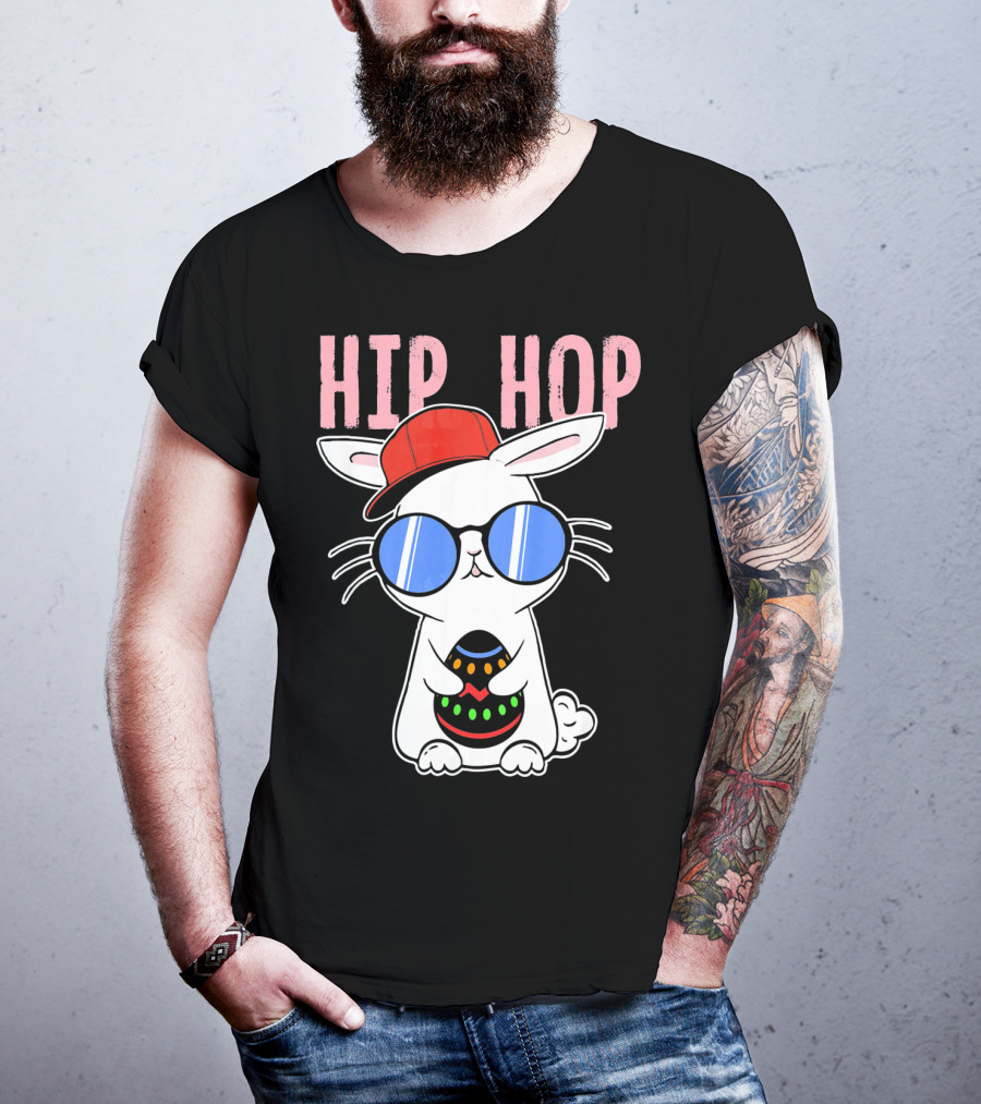 Cool Hip Hop Easter Bunny With Eggs In Sunglasses And Cap T-Shirt