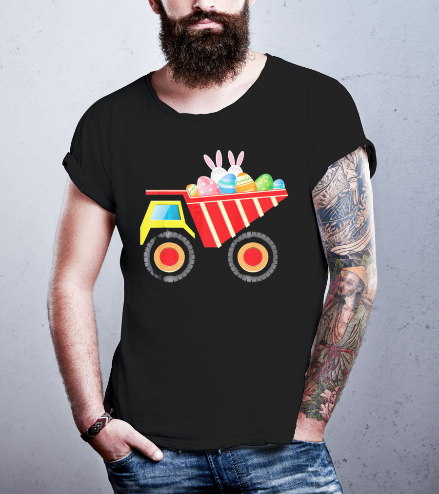 Dump Truck Carrying Easter Day Eggs With Bunny Ears T-Shirt