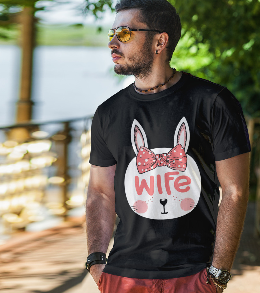 Easter Bunny Wife Pink Bow Ears Sunday T-Shirt