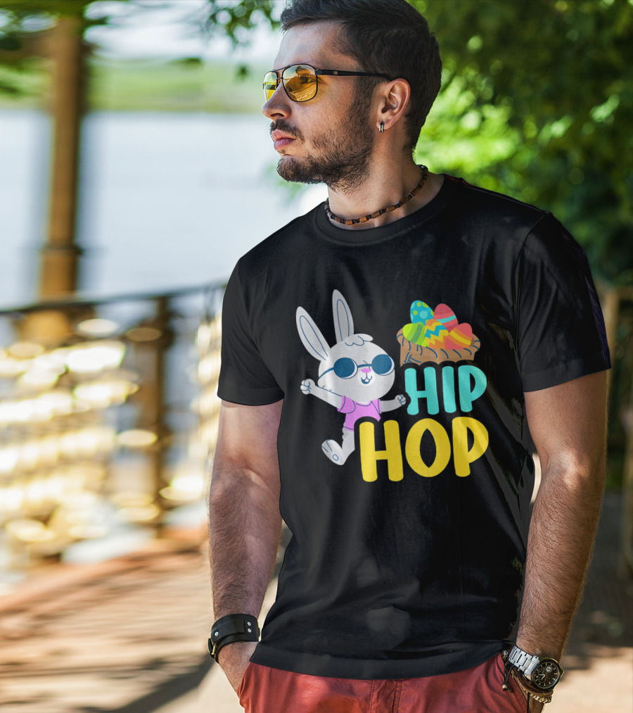 Hip Hop Bunny With Sunglasses And Easter Egg Basket T-Shirt