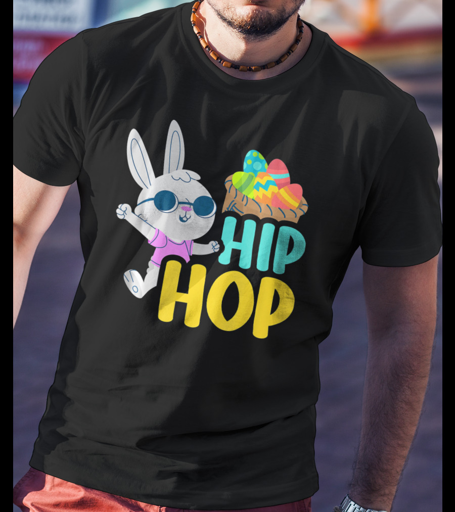 Hip Hop Bunny With Sunglasses And Easter Egg Basket T-Shirt