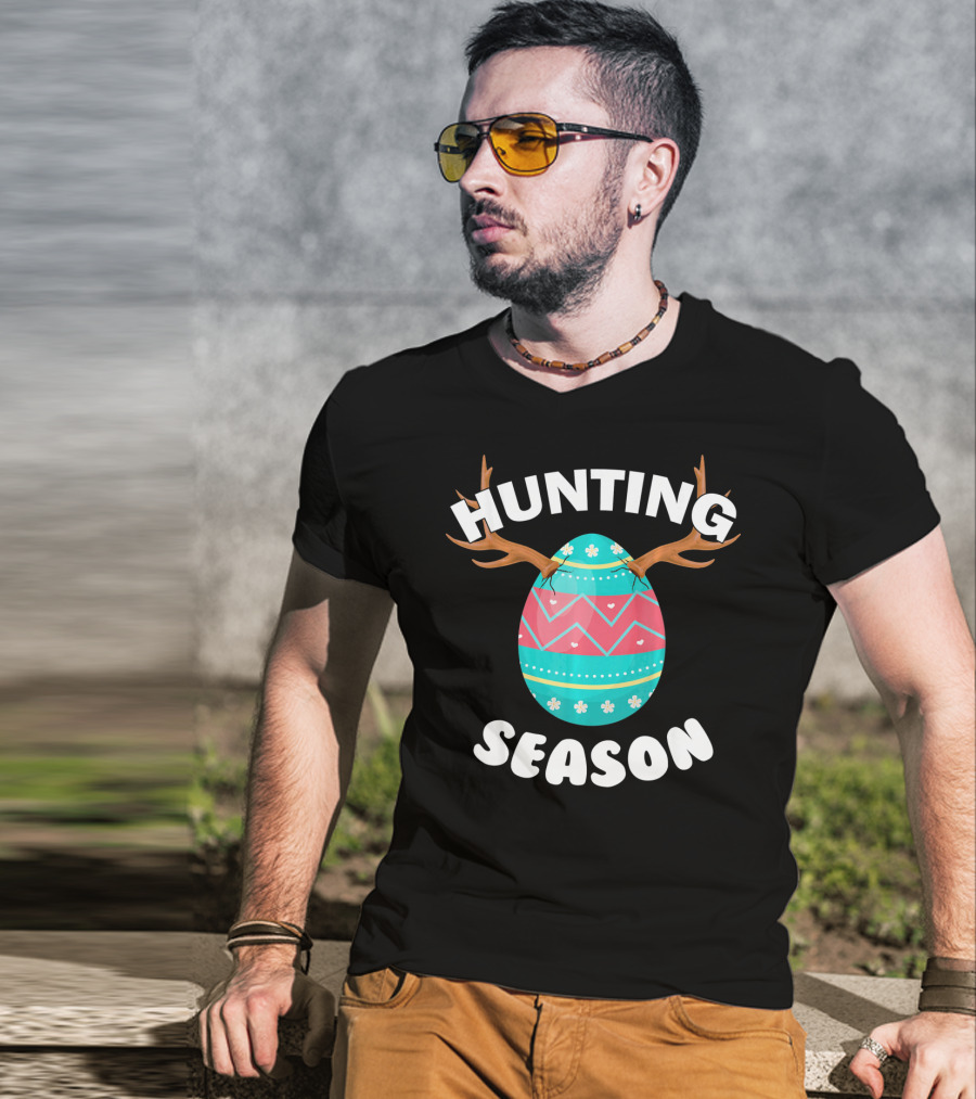 Hunting Season Easter Egg Antlers T-Shirt