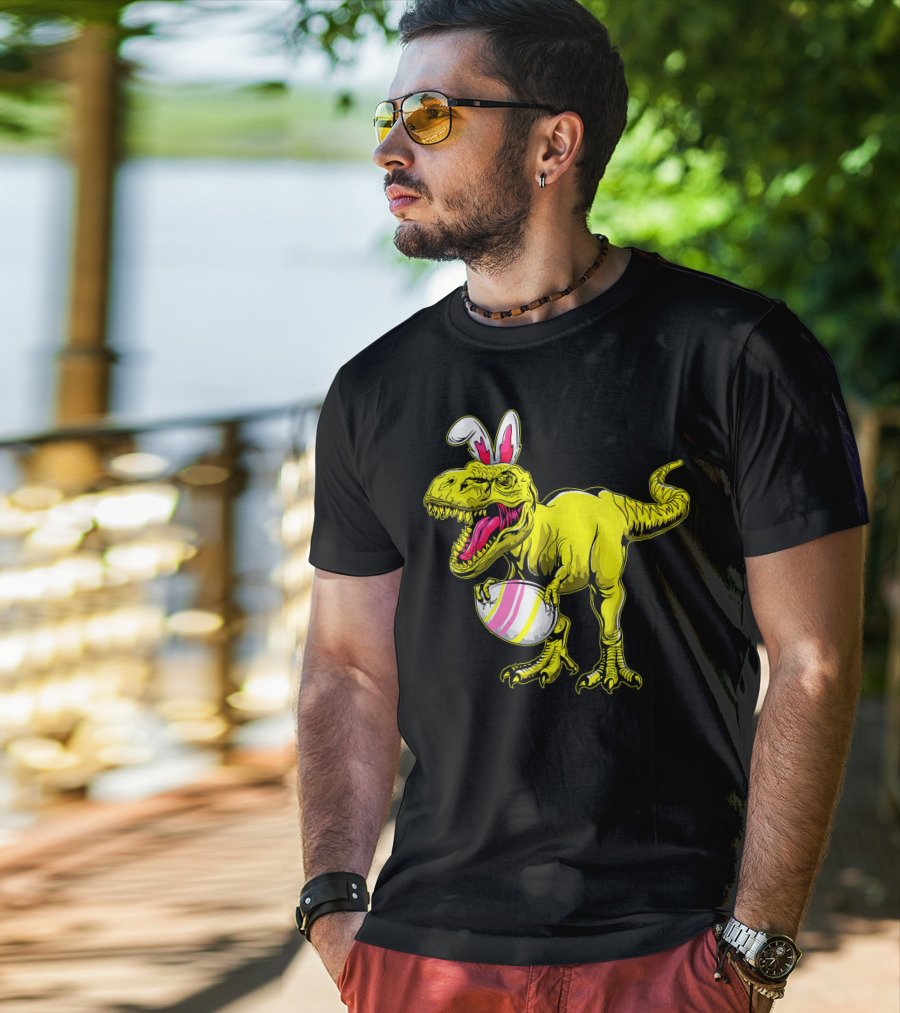 Tyrannosaurus Rex Easter Bunny Dinosaur With Egg T-Shirt