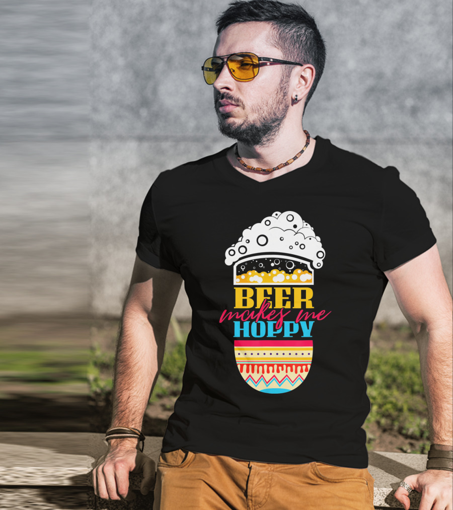 Beer Makes Me Hoppy Easter Egg Beer Foam T-Shirt